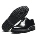 Elegant Black Men's Dress Shoes | Genuine Natural Whole Leather Oxfords (Height Increasing, Breathable) - Luzilly Bridal & Apparel