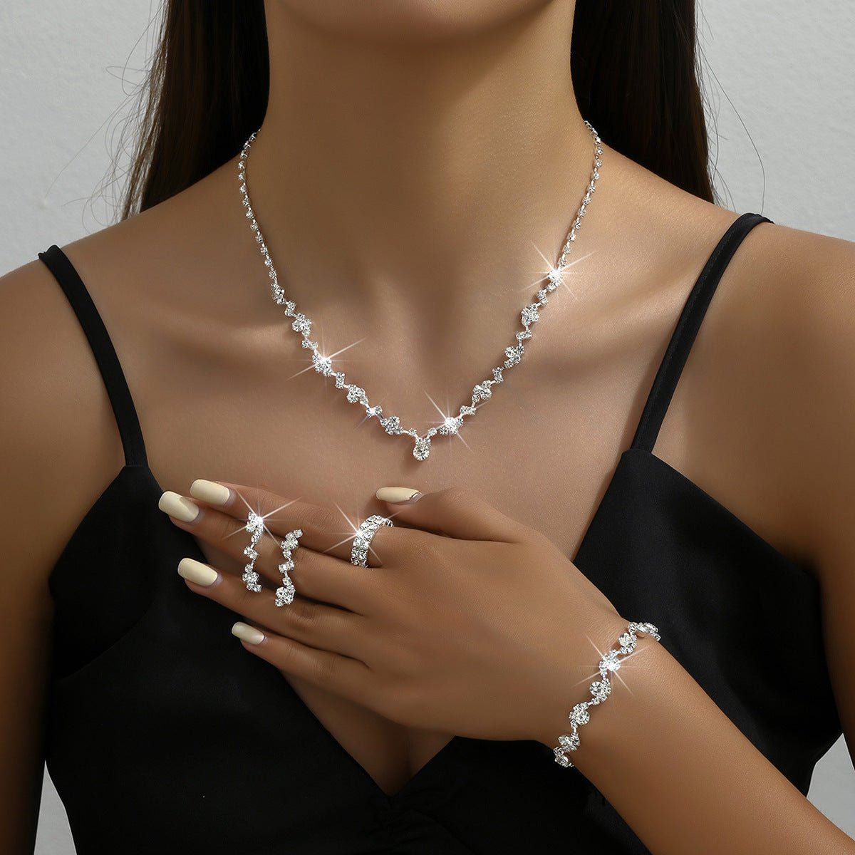 Elegant Bridal Earring & Necklace Set - Luzilly Bridal & Apparel