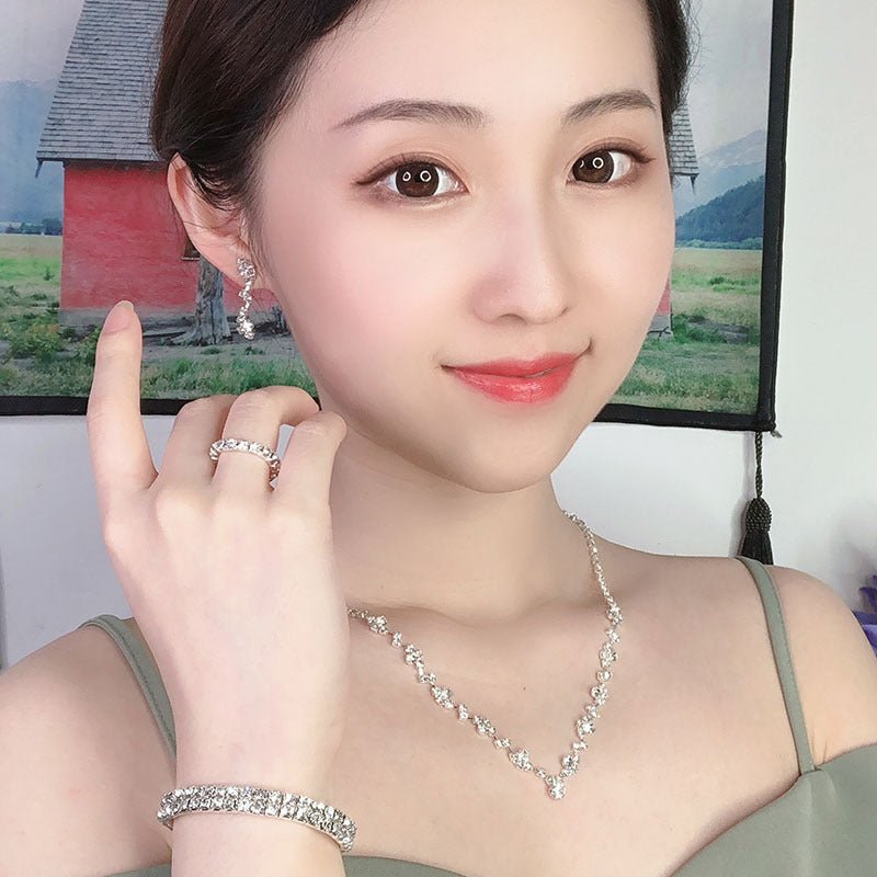 Elegant Bridal Earring & Necklace Set - Luzilly Bridal & Apparel