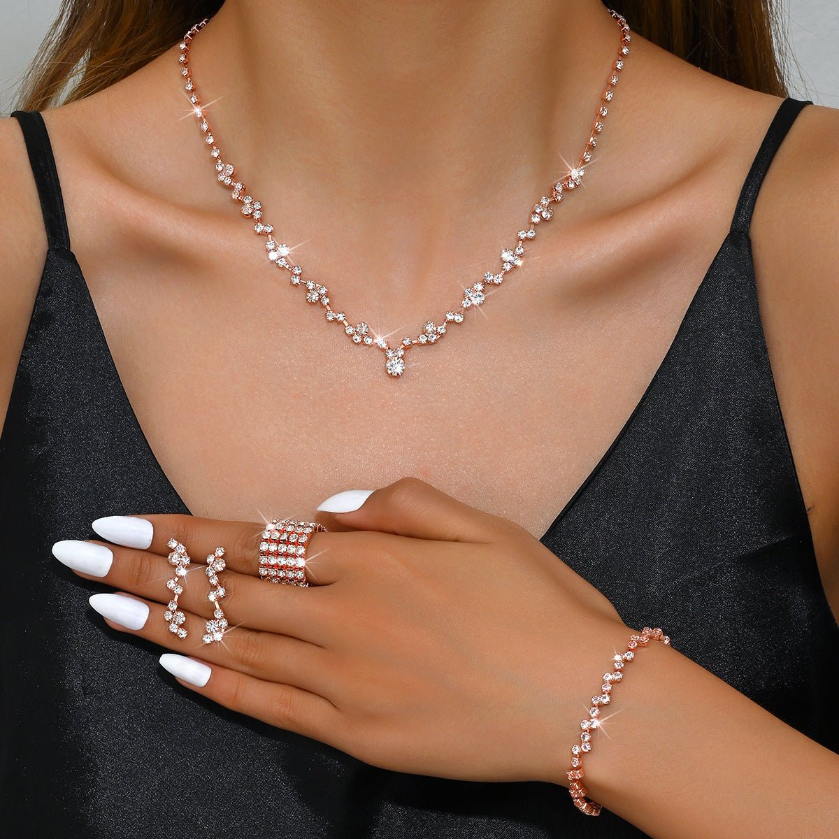 Elegant Bridal Earring & Necklace Set - Luzilly Bridal & Apparel