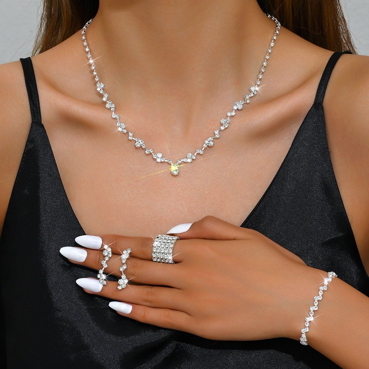 Elegant Bridal Earring & Necklace Set - Luzilly Bridal & Apparel