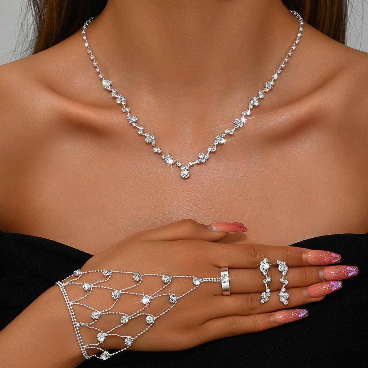 Elegant Bridal Earring & Necklace Set - Luzilly Bridal & Apparel