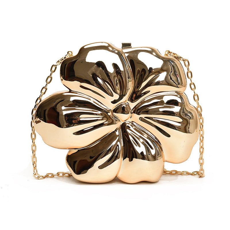 Elegant Flower Gold Acrylic Bag – Mini Dinner Bag & Prom Bag for Weddings, Parties, and Evenings - Luzilly Bridal & Apparel