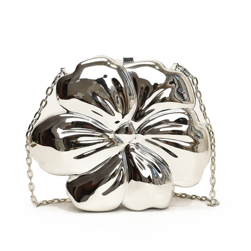 Elegant Flower Gold Acrylic Bag – Mini Dinner Bag & Prom Bag for Weddings, Parties, and Evenings - Luzilly Bridal & Apparel