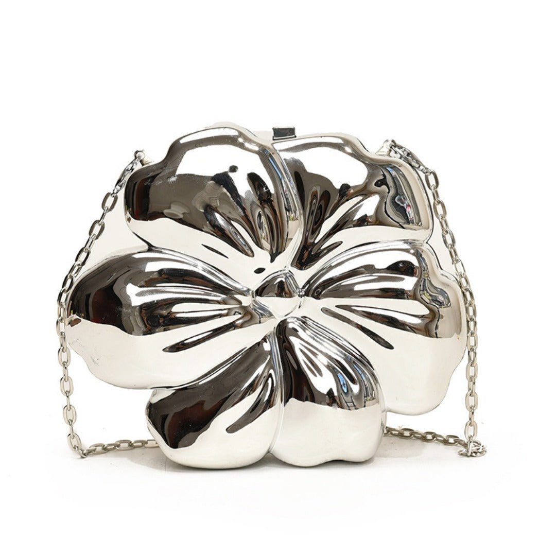 Elegant Flower Gold Acrylic Bag – Mini Dinner Bag & Prom Bag for Weddings, Parties, and Evenings - Luzilly Bridal & Apparel