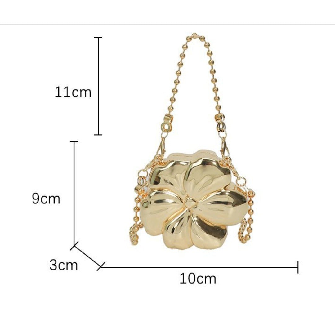 Elegant Flower Gold Acrylic Bag – Mini Dinner Bag & Prom Bag for Weddings, Parties, and Evenings - Luzilly Bridal & Apparel