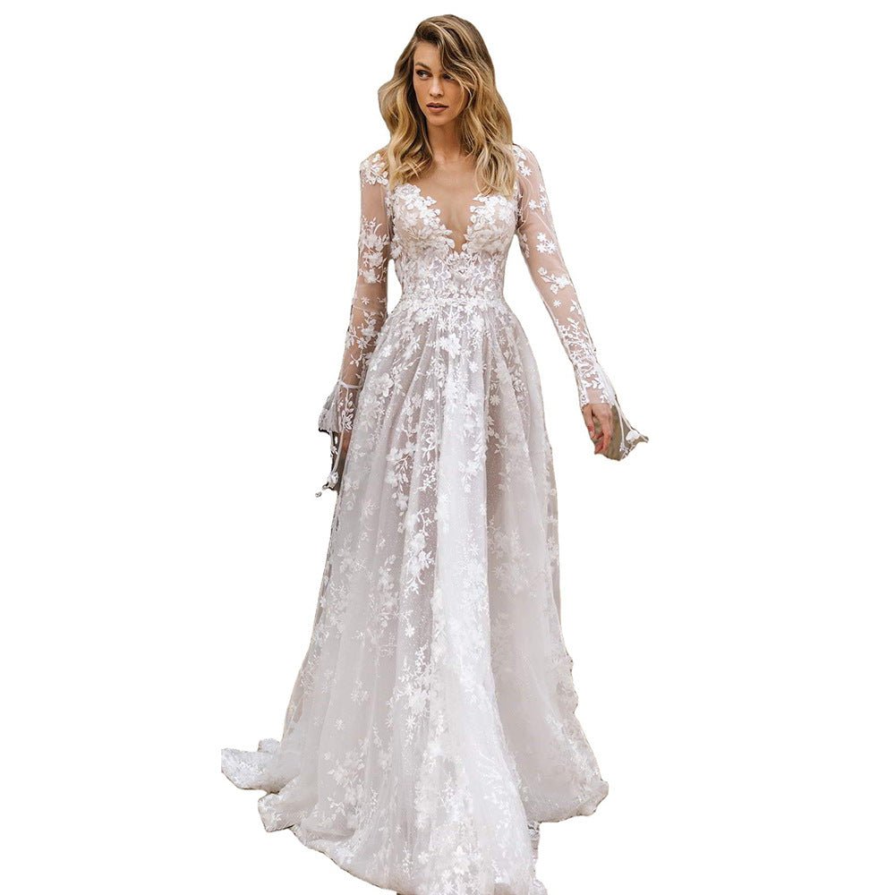 Elegant Lace Long Sleeve Evening Dress for Women, Sexy Formal Gown Wedding Dress, Party Dress - Luzilly Bridal & Apparel