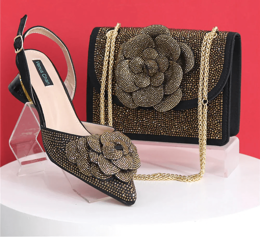 Elegant Lady Shoes And Bag Set with Rhinestone EW4520 - Luzilly Bridal & Apparel