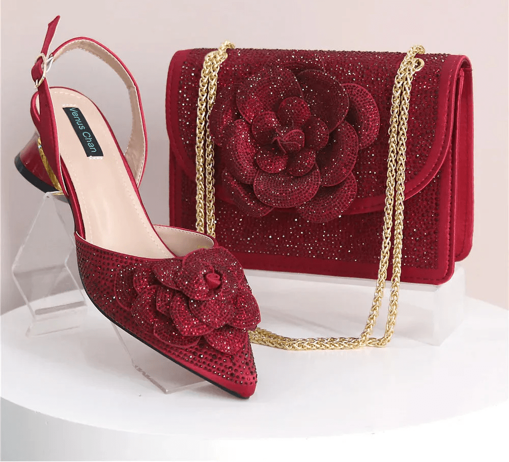Elegant Lady Shoes And Bag Set with Rhinestone EW4520 - Luzilly Bridal & Apparel