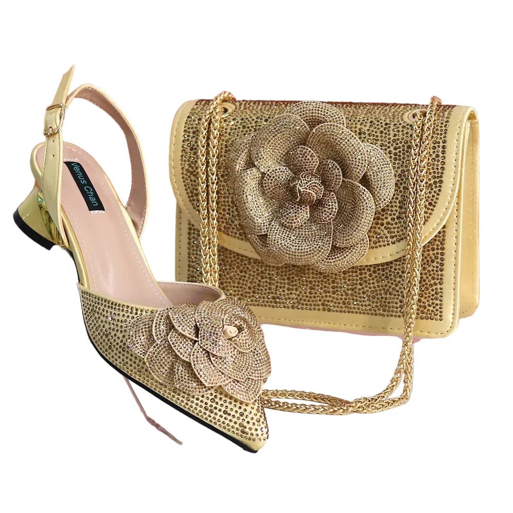 Elegant Lady Shoes And Bag Set with Rhinestone EW4520 - Luzilly Bridal & Apparel