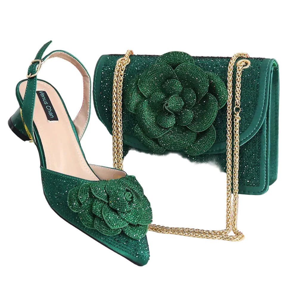 Elegant Lady Shoes And Bag Set with Rhinestone EW4520 - Luzilly Bridal & Apparel
