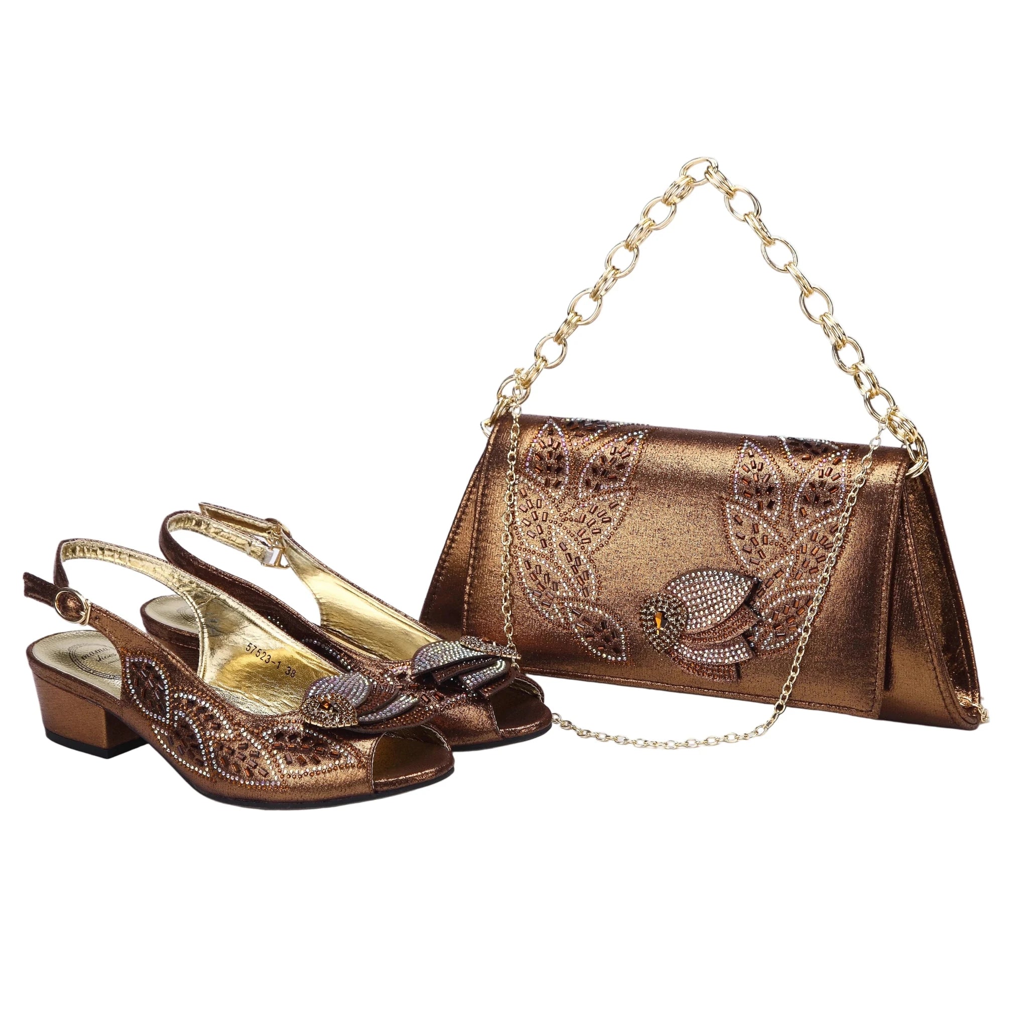 Elegant Low Heels Ladies Shoes And Bag Set - Luzilly Bridal & Apparel