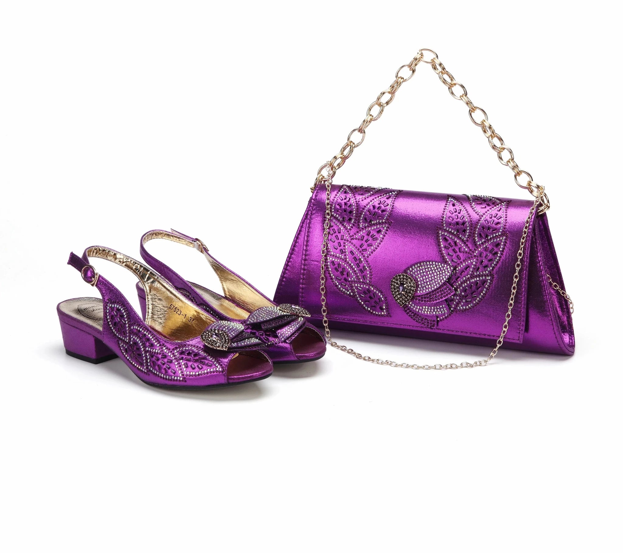 Elegant Low Heels Ladies Shoes And Bag Set - Luzilly Bridal & Apparel