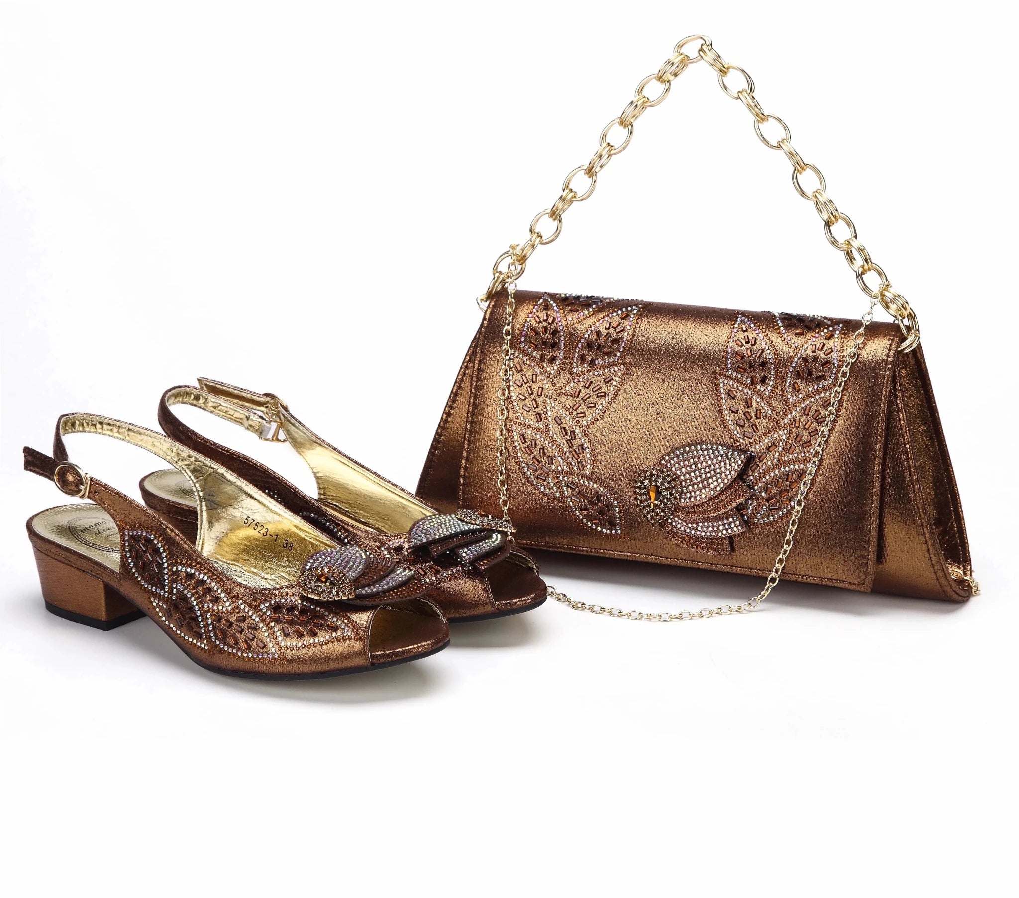 Elegant Low Heels Ladies Shoes And Bag Set - Luzilly Bridal & Apparel