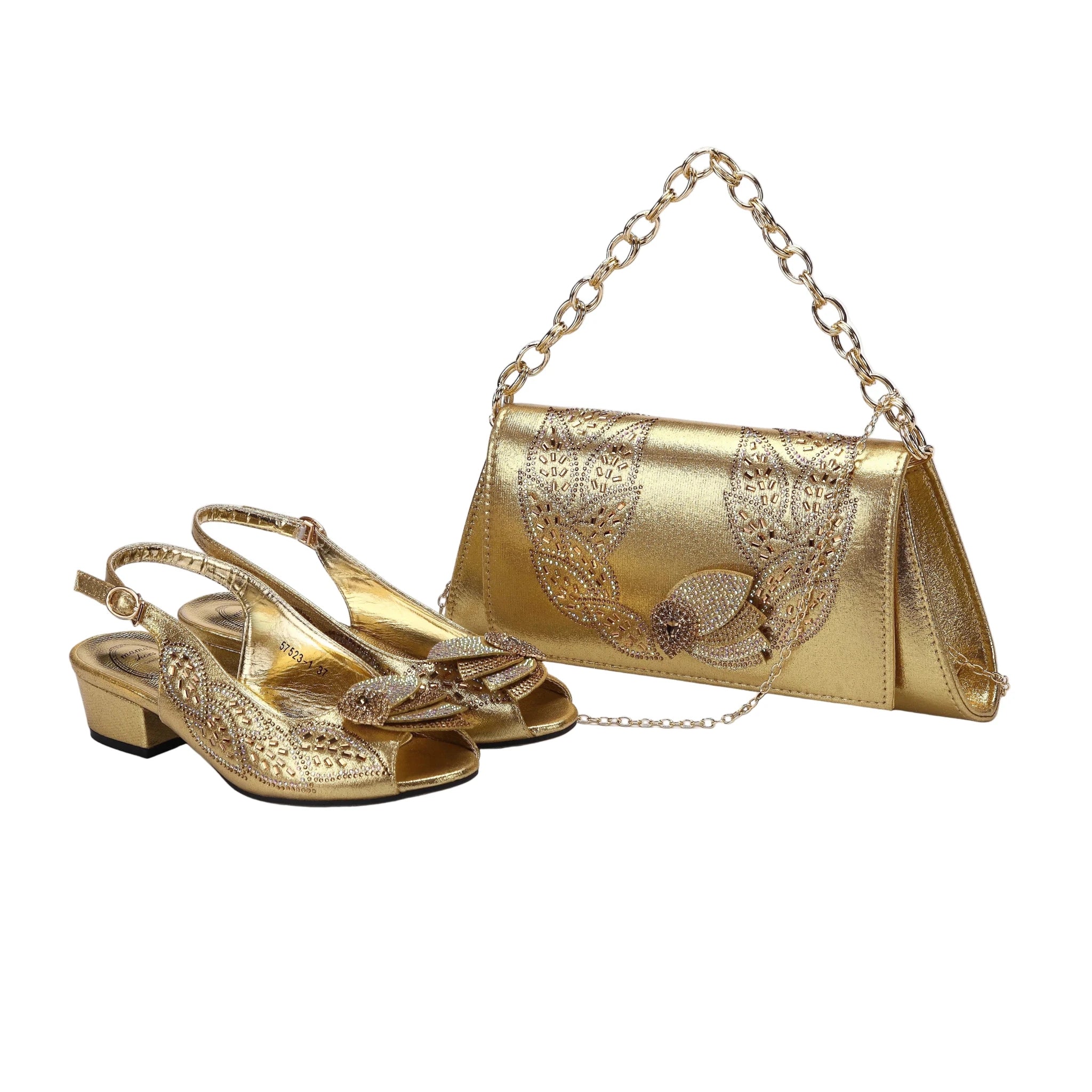Elegant Low Heels Ladies Shoes And Bag Set - Luzilly Bridal & Apparel