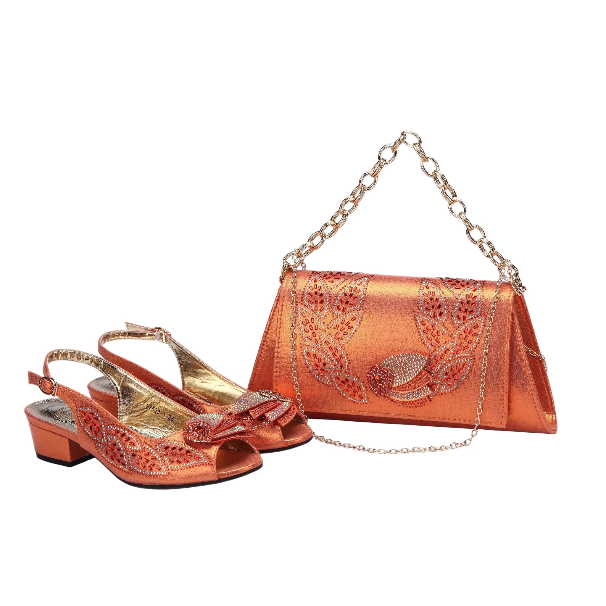 Elegant Low Heels Ladies Shoes And Bag Set - ED110 - Luzilly Bridal & Apparel