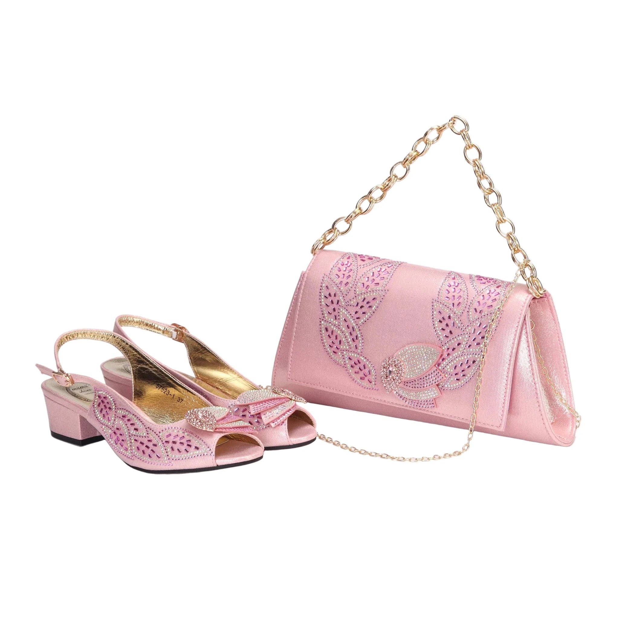 Elegant Low Heels Ladies Shoes And Bag Set - ED110 - Luzilly Bridal & Apparel