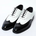 Elegant Men's White & Black Wingtip Brogue Oxfords | Genuine Leather Wedding, Party & Social Dress Shoes - Luzilly Bridal & Apparel