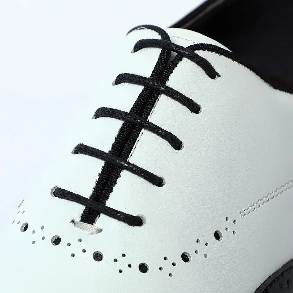 Elegant Men's White & Black Wingtip Brogue Oxfords | Genuine Leather Wedding, Party & Social Dress Shoes - Luzilly Bridal & Apparel