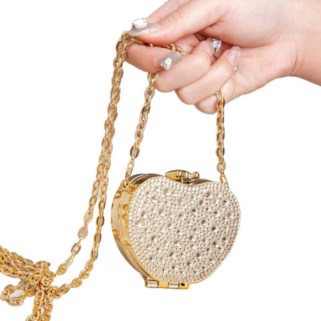 Elegant Mini Double Sided Rhinestone Purse – Heart Shaped Acrylic Mirror Bag, Trendy Mini Lipstick Purse for Prom, Party, and Wedding Events – Stylish evening Prom Bags Clutch - Luzilly Bridal & Apparel