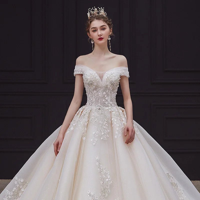 Elegant Off The Shoulder Wedding Gown EDW469 - Luzilly Bridal & Apparel