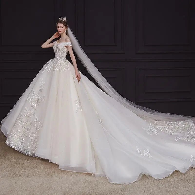 Elegant Off The Shoulder Wedding Gown EDW469 - Luzilly Bridal & Apparel