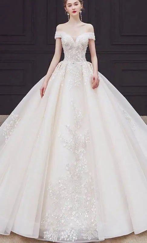 Elegant Off The Shoulder Wedding Gown EDW469 - Luzilly Bridal & Apparel