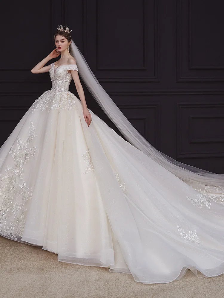 Elegant Off The Shoulder Wedding Gown EDW469 - Luzilly Bridal & Apparel