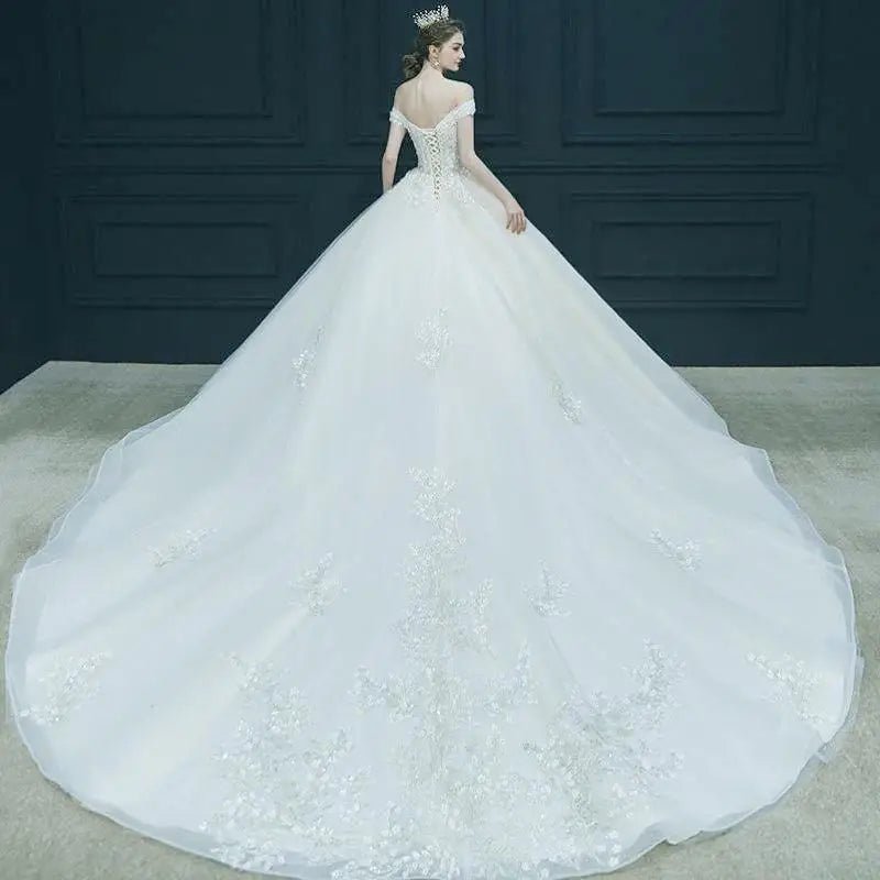 Elegant Off The Shoulder Wedding Gown EDW469 - Luzilly Bridal & Apparel