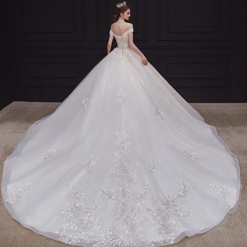 Elegant Off The Shoulder Wedding Gown EDW469 - Luzilly Bridal & Apparel
