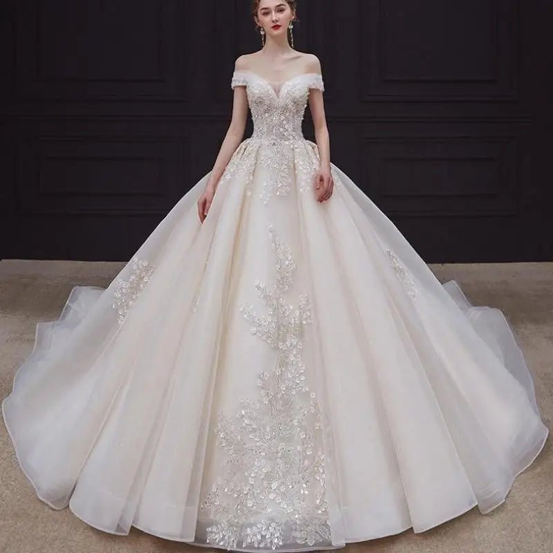 Elegant Off The Shoulder Wedding Gown EDW469 - Luzilly Bridal & Apparel