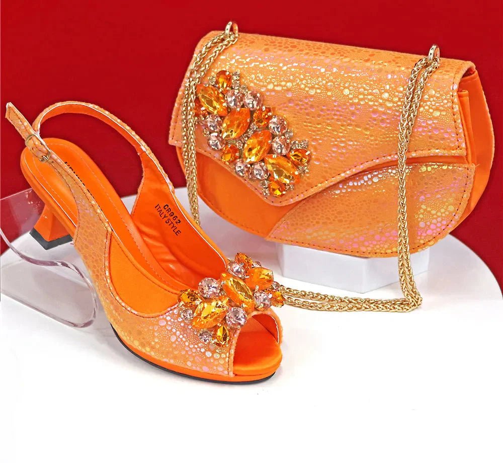 Elegant Rhinestone High-Heels Shoes & Handbag Set NMG54 - Luzilly Bridal & Apparel