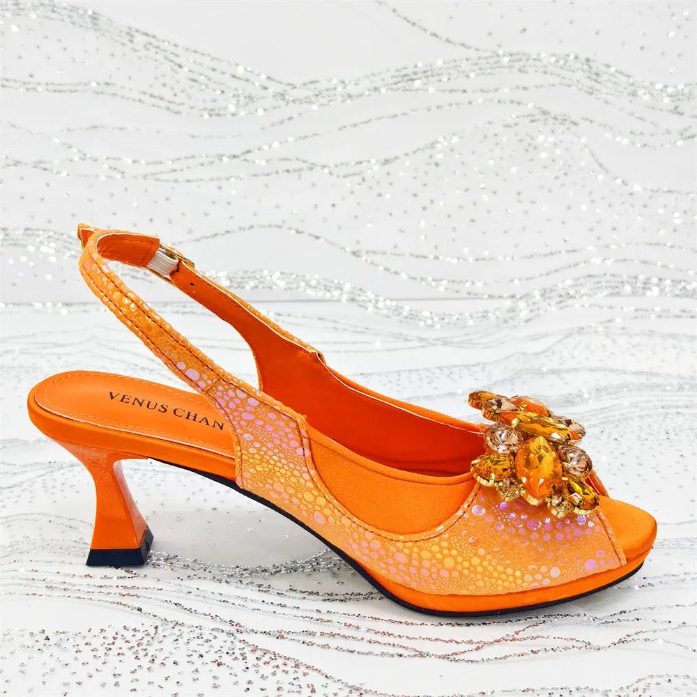 Elegant Rhinestone High-Heels Shoes & Handbag Set NMG54 - Luzilly Bridal & Apparel