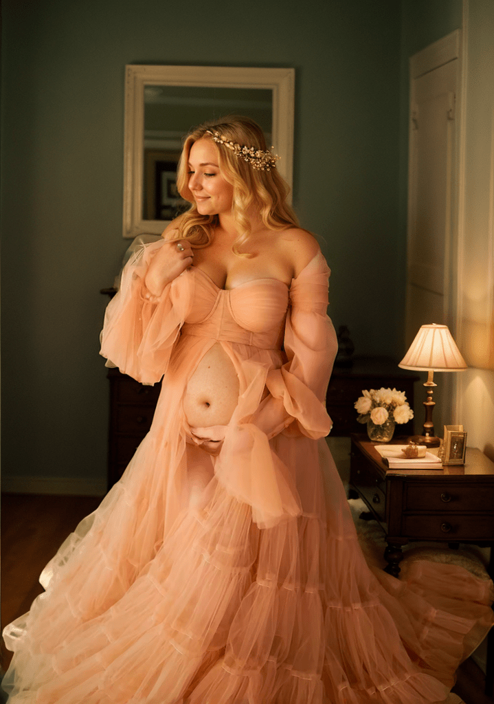 Elegant Robe Gown with Tiered Tulle and Off-Shoulder Design Multi Color - Luzilly Bridal & Apparel