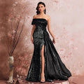 Elegant Sequin Stitching Fit Bandeau One Shoulder Cocktail Party Dinner Dress Bridesmaid Dress Women - Luzilly Bridal & Apparel