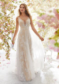 Elegant V-Neck Sleeveless Lace Wedding DressSexy Bridal Gown - Luzilly Bridal & Apparel