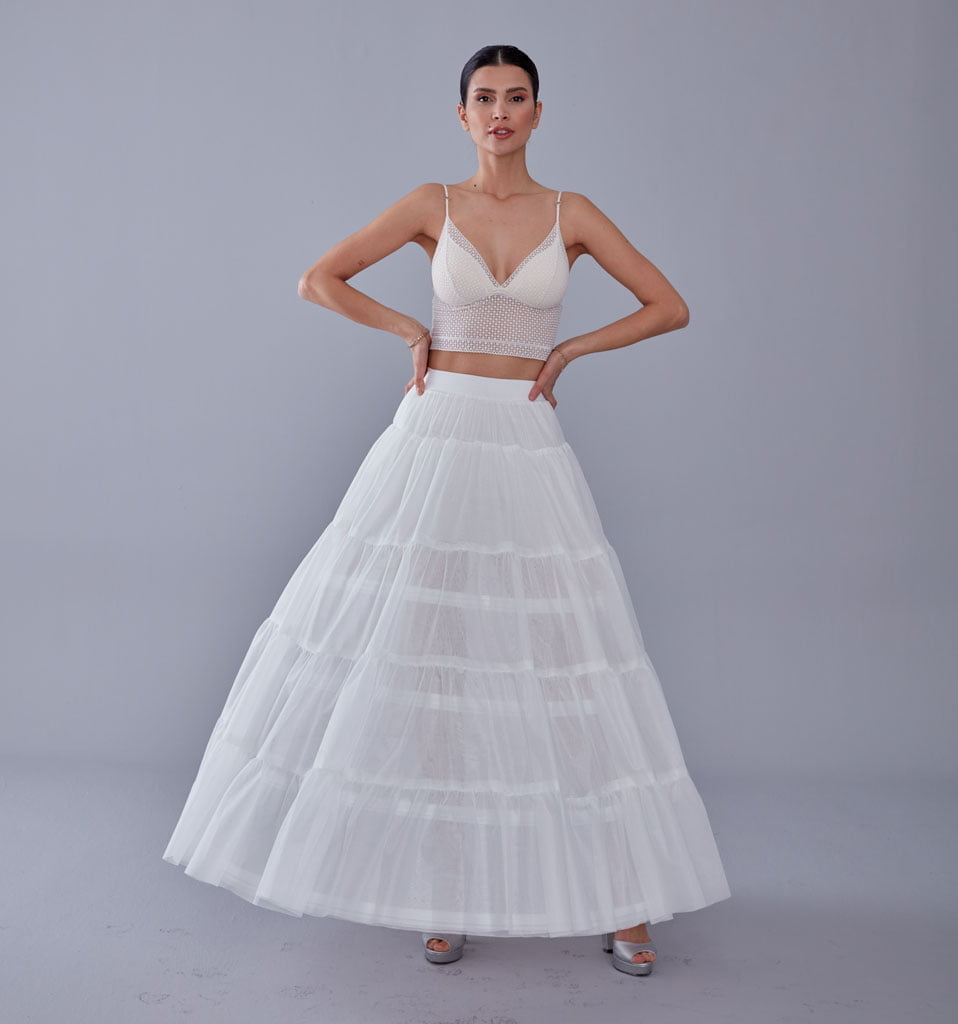 Elegant Voile and Hoop Petticoat with Two Layers - Perfect for Bridal and Costume Wear - Luzilly Bridal & Apparel