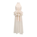 Elegant Wedding Dress Series Women Summer Turtleneck Sleeveless Waist Ruffled Maxi Dress - Luzilly Bridal & Apparel