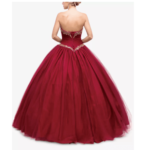 Embellished Pleated Strapless Quinceañera Gown - Luzilly Bridal & Apparel