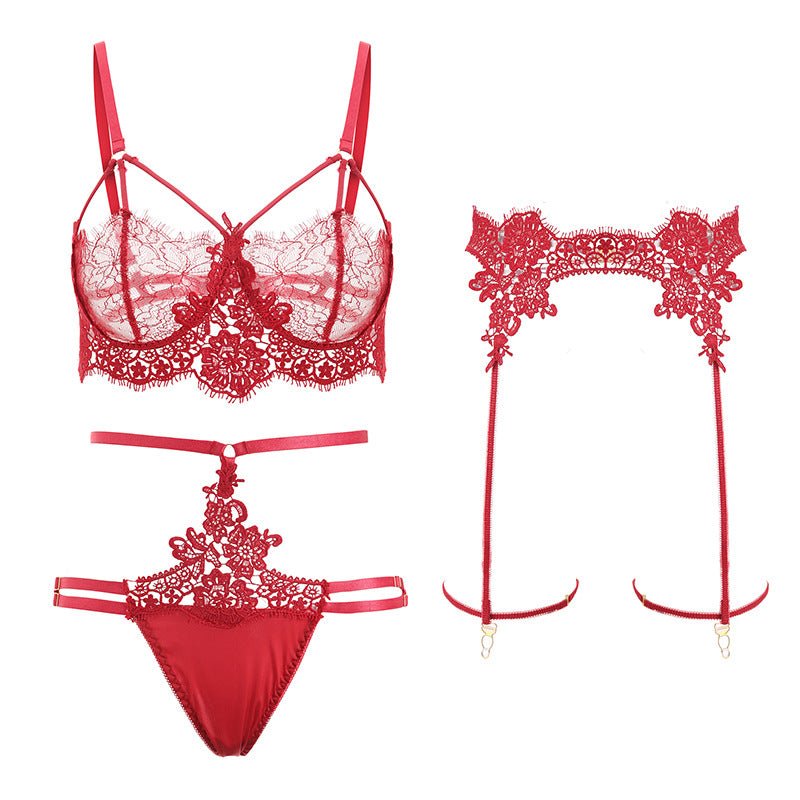 Embroidered bra printed panty sock suit - Luzilly Bridal & Apparel