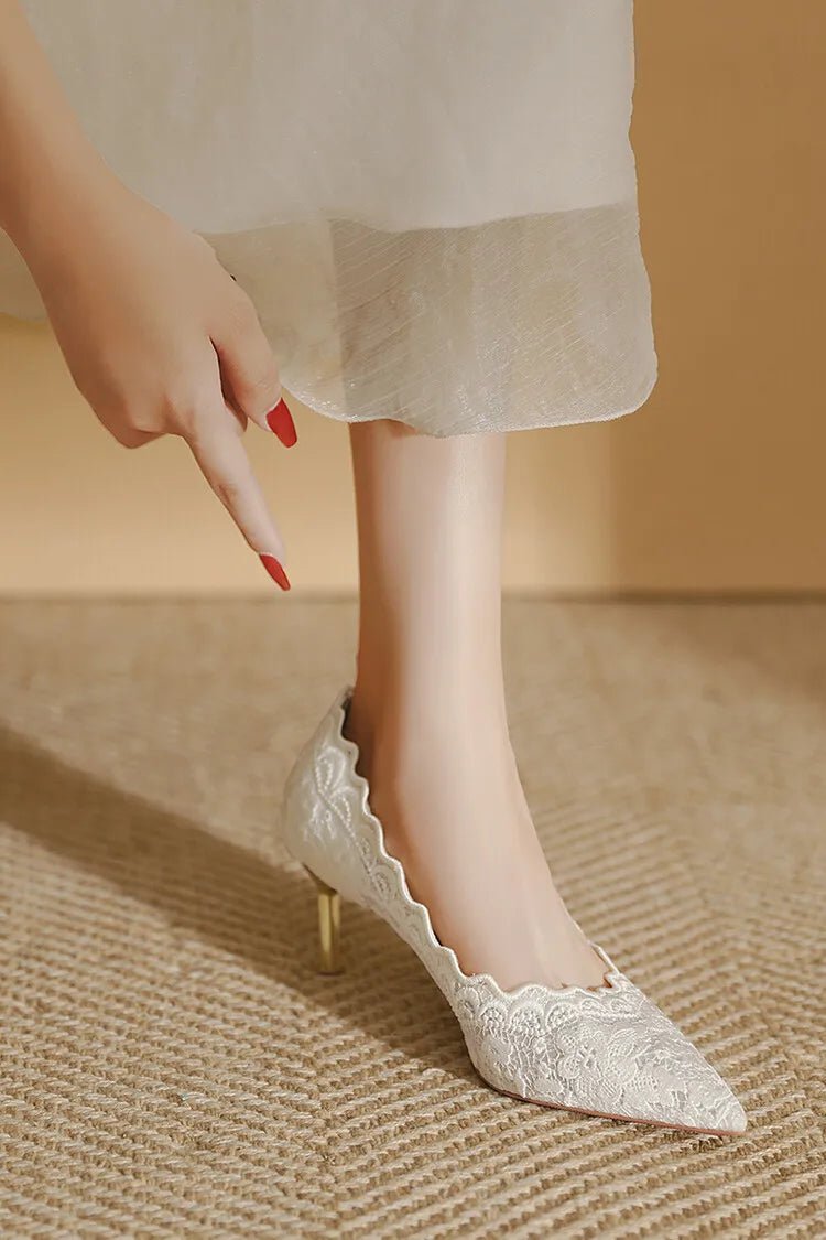Embroidered Bridal Heel Sandals - Luzilly Bridal & Apparel