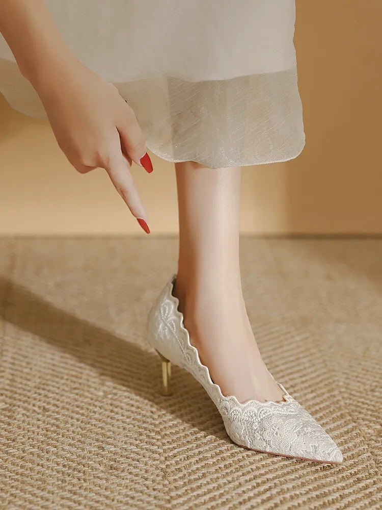 Embroidered Bridal Heel Sandals - Luzilly Bridal & Apparel