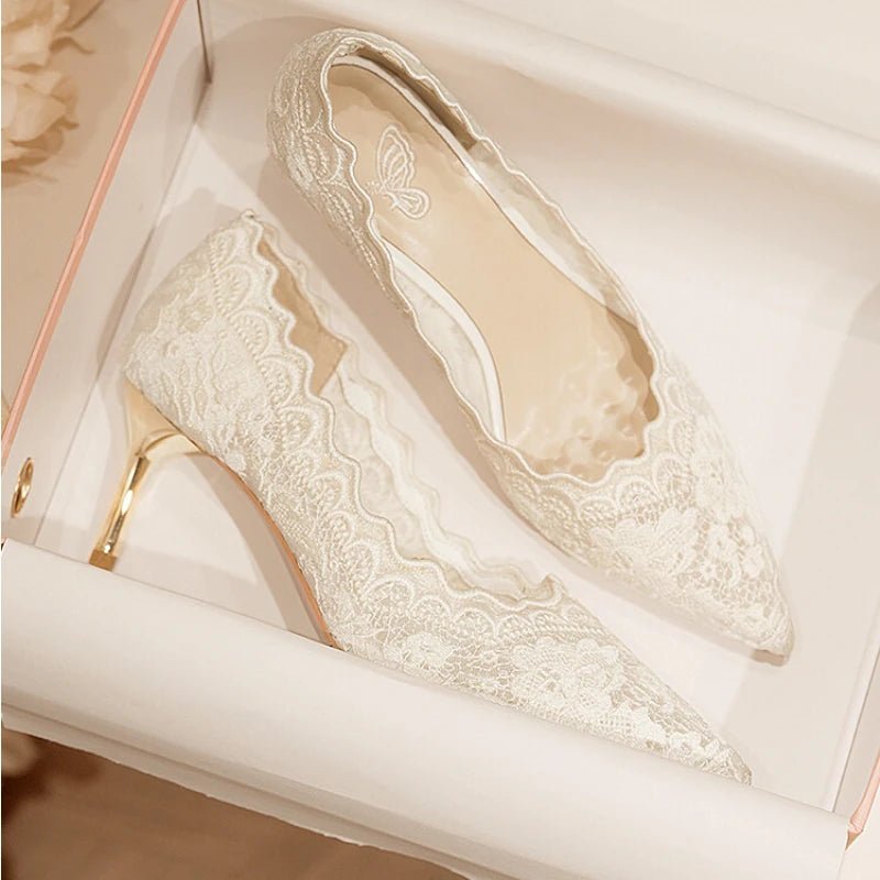 Embroidered Bridal Heel Sandals - Luzilly Bridal & Apparel