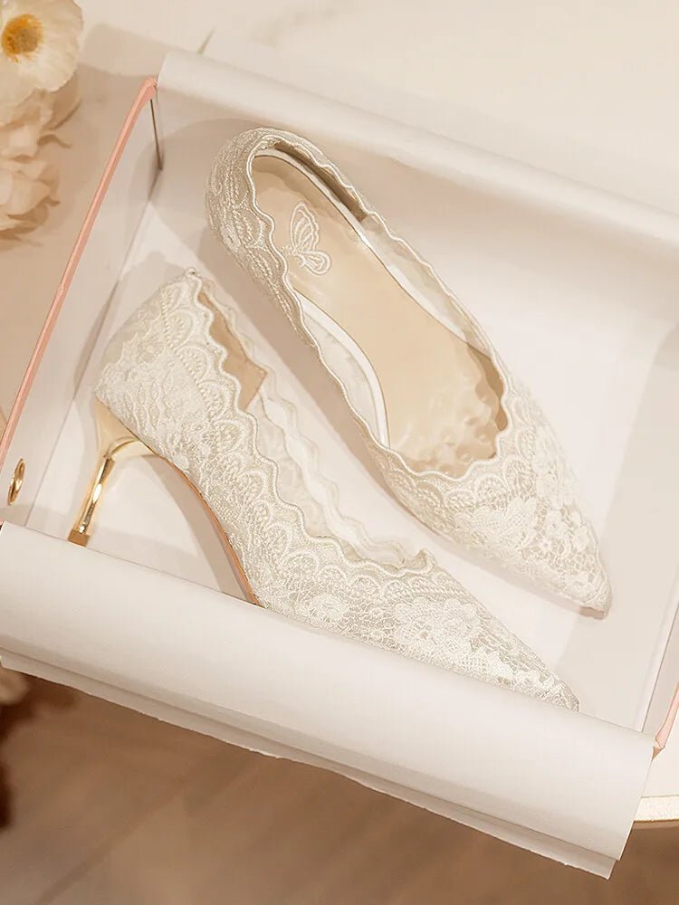 Embroidered Bridal Heel Sandals - Luzilly Bridal & Apparel