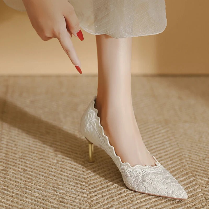 Embroidered Bridal Heel Sandals - Luzilly Bridal & Apparel