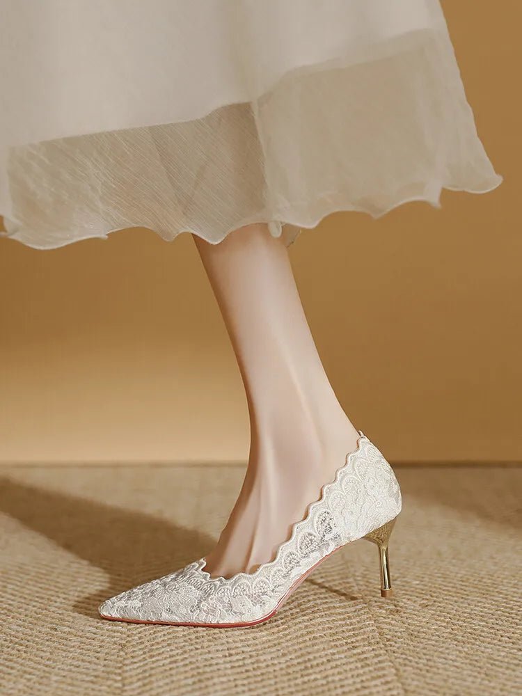 Embroidered Bridal Heel Sandals - Luzilly Bridal & Apparel