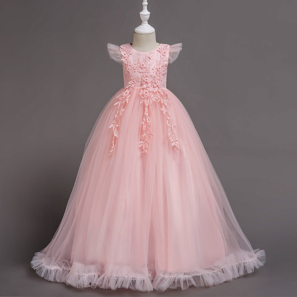 Embroidered Lace Flower Girl Gown - Luzilly Bridal & Apparel