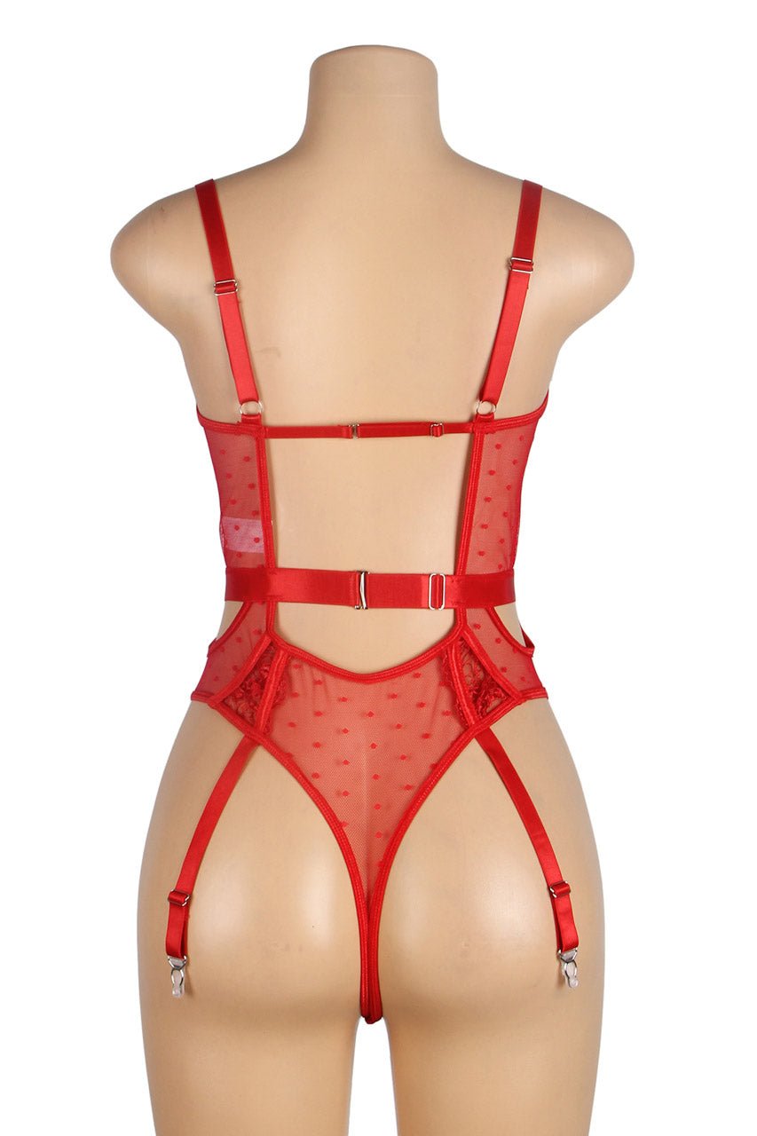 Embroidered Lace Hollow Cut Teddy Lingerie - Luzilly Bridal & Apparel