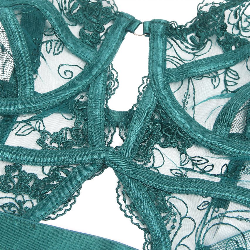 Embroidered Lace Hollow Cut Teddy Lingerie - Luzilly Bridal & Apparel