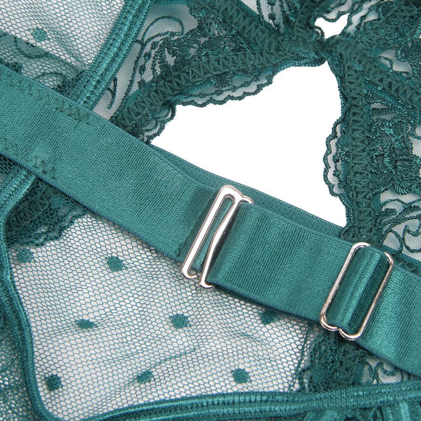 Embroidered Lace Hollow Cut Teddy Lingerie - Luzilly Bridal & Apparel